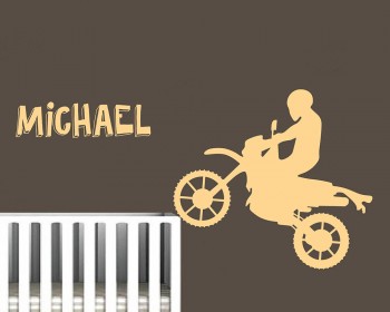 Motorcycle Boy Customized Name Vinyl Decal For Nursery